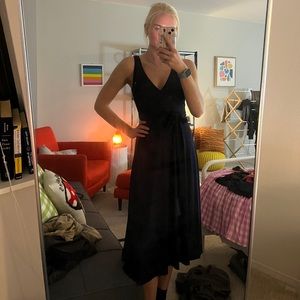 Club Monaco navy midi wrap dress